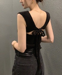 バックリボンデザイン・サマーニットタンク(全4色)
