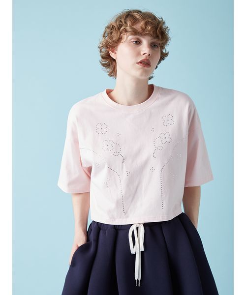 FURFUR（ファーファー）の「ビジューデザインＴシャツ（Tシャツ/カットソー・レディース・ピンク/ホワイト/チャコールグレー/ライトブルー・F）」の4枚目の写真