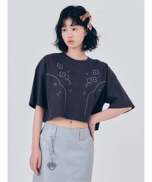 FURFUR（ファーファー）の「ビジューデザインＴシャツ（Tシャツ/カットソー・レディース・ピンク/ホワイト/チャコールグレー/ライトブルー・F）」の14枚目の写真