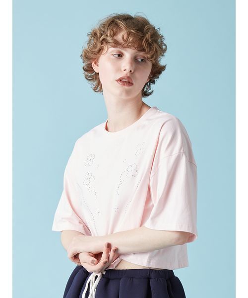 FURFUR（ファーファー）の「ビジューデザインＴシャツ（Tシャツ/カットソー・レディース・ピンク/ホワイト/チャコールグレー/ライトブルー・F）」の8枚目の写真