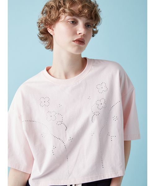 FURFUR（ファーファー）の「ビジューデザインＴシャツ（Tシャツ/カットソー・レディース・ピンク/ホワイト/チャコールグレー/ライトブルー・F）」の10枚目の写真