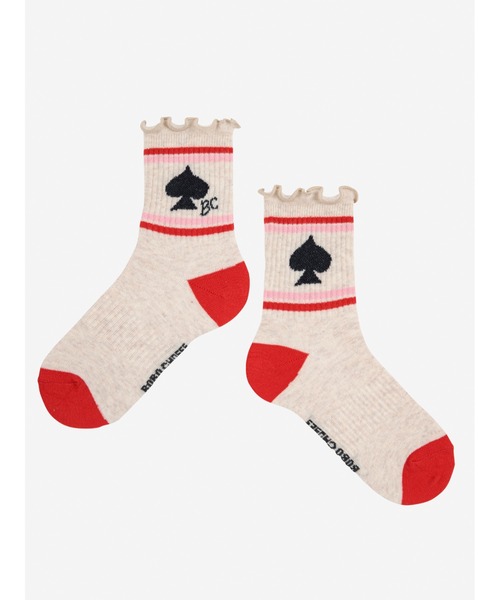 BOBO CHOSES(ボボショーズ)の「BC Spades short socks(ソックス/靴下・キッズ・オフホワイト・32-34/29-31/26-28/38-40/35-37/23-25)」の1枚目の写真