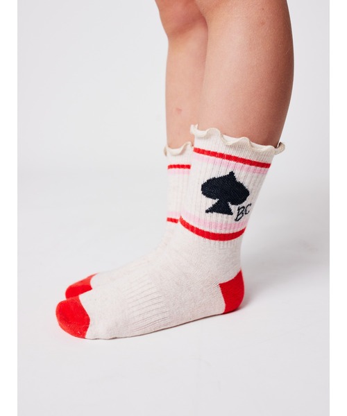 BOBO CHOSES(ボボショーズ)の「BC Spades short socks(ソックス/靴下・キッズ・オフホワイト・32-34/29-31/26-28/38-40/35-37/23-25)」の2枚目の写真