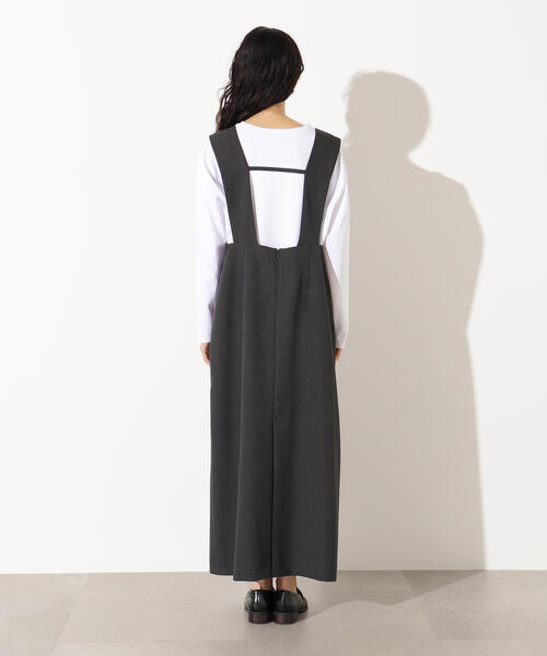 N.（N. Natural Beauty Basic）（エヌエヌナチュラルビューティーベーシック）の「【PS/低身長サイズ】Uネックナロージャンスカ（ジャンパースカート・レディース・チャコールグレー/ベージュ・MEDIUM/PS）」の6枚目の写真
