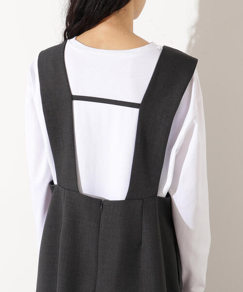 N.（N. Natural Beauty Basic）（エヌエヌナチュラルビューティーベーシック）の「【PS/低身長サイズ】Uネックナロージャンスカ（ジャンパースカート・レディース・チャコールグレー/ベージュ・MEDIUM/PS）」の8枚目の写真