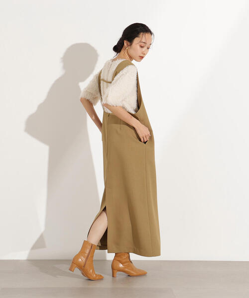 N.（N. Natural Beauty Basic）（エヌエヌナチュラルビューティーベーシック）の「【PS/低身長サイズ】Uネックナロージャンスカ（ジャンパースカート・レディース・チャコールグレー/ベージュ・MEDIUM/PS）」の16枚目の写真