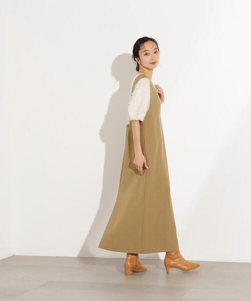 N.（N. Natural Beauty Basic）（エヌエヌナチュラルビューティーベーシック）の「【PS/低身長サイズ】Uネックナロージャンスカ（ジャンパースカート・レディース・チャコールグレー/ベージュ・MEDIUM/PS）」の17枚目の写真