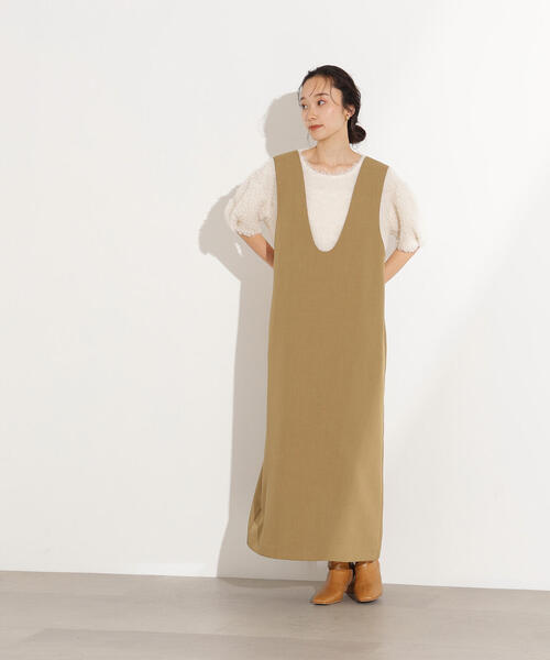 N.（N. Natural Beauty Basic）（エヌエヌナチュラルビューティーベーシック）の「【PS/低身長サイズ】Uネックナロージャンスカ（ジャンパースカート・レディース・チャコールグレー/ベージュ・MEDIUM/PS）」の18枚目の写真