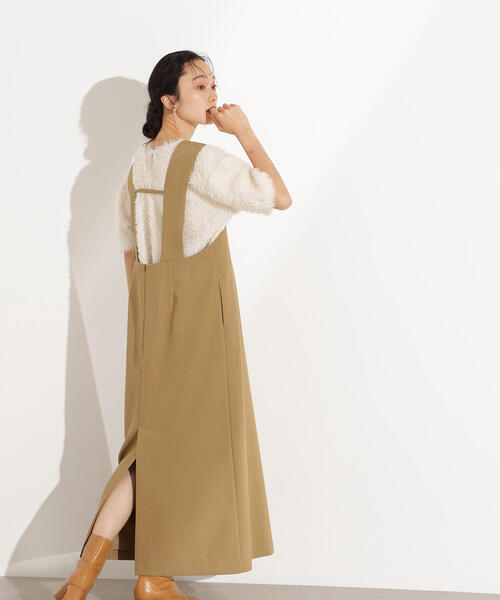 N.（N. Natural Beauty Basic）（エヌエヌナチュラルビューティーベーシック）の「【PS/低身長サイズ】Uネックナロージャンスカ（ジャンパースカート・レディース・チャコールグレー/ベージュ・MEDIUM/PS）」の20枚目の写真