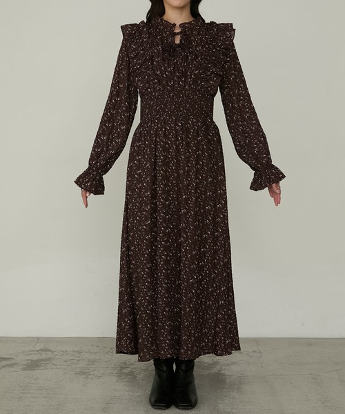 Cherir Mignon(シェリルミニョン)の「【Cherir Mignon】2way花柄ラッフルフリルワンピース(ワンピース・レディース・アイボリー/ブラック/ブラウン・S/M)」の7枚目の写真