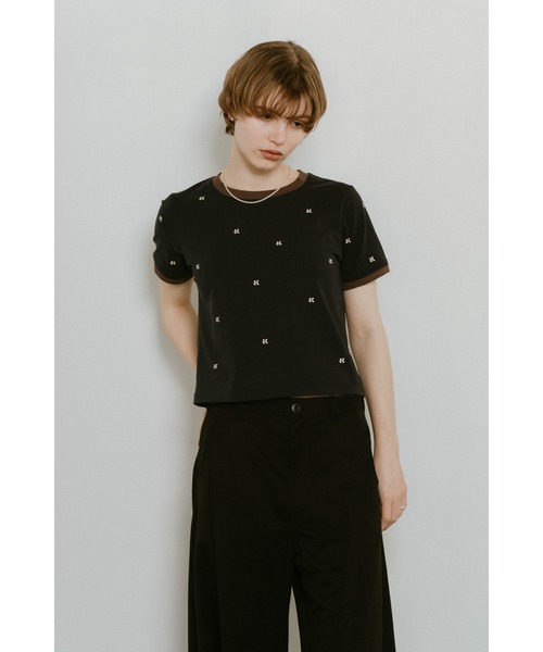 Knuth Marf（クヌースマーフ）の「Knuth Marf K motif mini T shirt（Tシャツ/カットソー・レディース・ホワイト/ネイビー・FREE）」の5枚目の写真