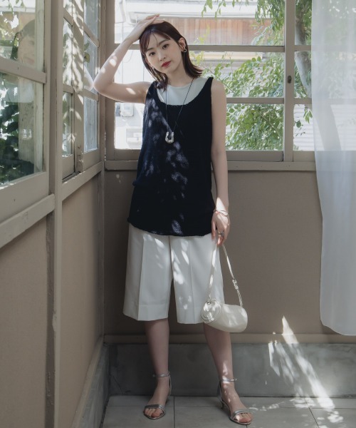 slattgir(スラットジール)の「高身長 タックハーフパンツ(トールサイズ)Essenave≪動画あり≫(その他パンツ・レディース・オフホワイト/ブラック・TM/T5L/T4L/T3L/TLL/TL)」の14枚目の写真