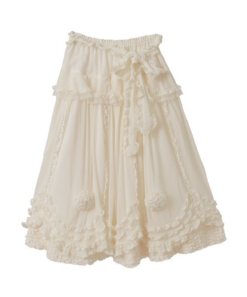 フロッキードットチュール使いスカート（スカート）｜PINK HOUSE