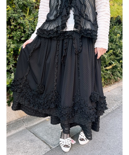 フロッキードットチュール使いスカート（スカート）｜PINK HOUSE