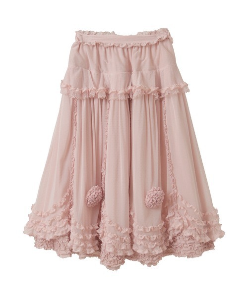 フロッキードットチュール使いスカート（スカート）｜PINK HOUSE