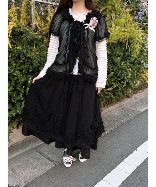 フロッキードットチュール使いスカート（スカート）｜PINK HOUSE