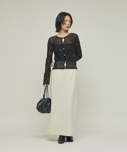 Firsthand(ファーストハンド)の「Firsthand/ファーストハンド 3D刺繍 ニットカーディガン / シアーニット(カーディガン/ボレロ・レディース・ブラック/オフホワイト・FREE)」の11枚目の写真