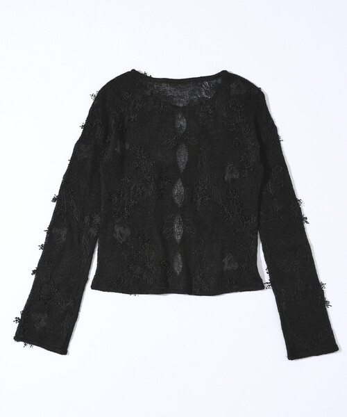 Firsthand(ファーストハンド)の「Firsthand/ファーストハンド 3D刺繍 ニットカーディガン / シアーニット(カーディガン/ボレロ・レディース・ブラック/オフホワイト・FREE)」の9枚目の写真