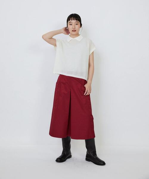 LOISIR（ロワズィール）の「エステルコットンリネンダブルジャカード編みニットポロ（ニット/セーター・レディース・オフホワイト/ネイビー/レッド・FREE）」の5枚目の写真