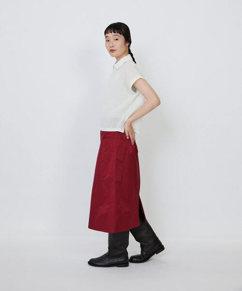 LOISIR（ロワズィール）の「エステルコットンリネンダブルジャカード編みニットポロ（ニット/セーター・レディース・オフホワイト/ネイビー/レッド・FREE）」の7枚目の写真