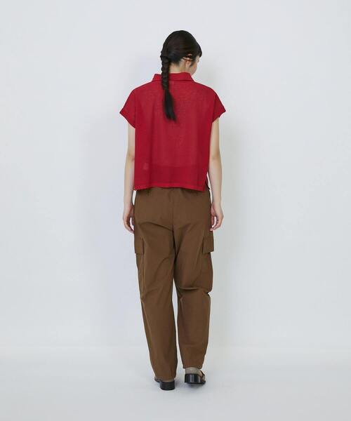 LOISIR（ロワズィール）の「エステルコットンリネンダブルジャカード編みニットポロ（ニット/セーター・レディース・オフホワイト/ネイビー/レッド・FREE）」の15枚目の写真