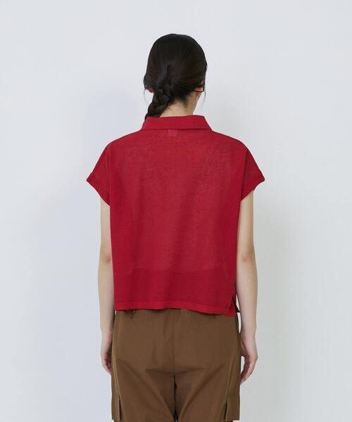 LOISIR（ロワズィール）の「エステルコットンリネンダブルジャカード編みニットポロ（ニット/セーター・レディース・オフホワイト/ネイビー/レッド・FREE）」の18枚目の写真