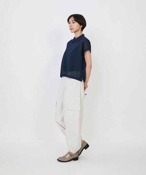 LOISIR（ロワズィール）の「エステルコットンリネンダブルジャカード編みニットポロ（ニット/セーター・レディース・オフホワイト/ネイビー/レッド・FREE）」の21枚目の写真