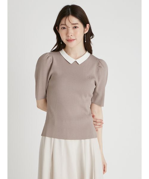 セール】シルクブレンド衿付きニットプルオーバー（ニット/セーター