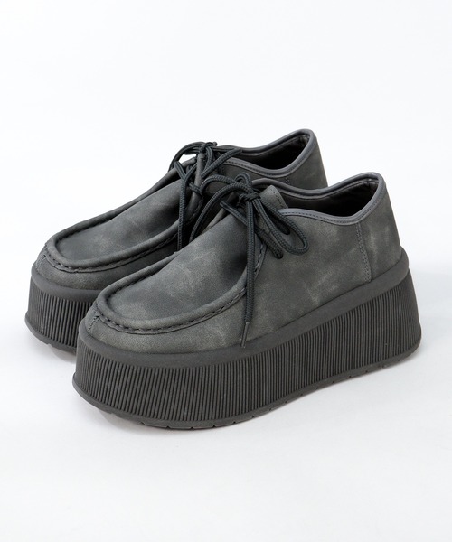 LOVEHUNTER（ラブハンター）の「LOVEHUNTER/+7.5cm 軽量厚底 ボリュームソール モカシンスニーカー(2226)（モカシン/デッキシューズ・レディース・ブラック/キャメル/ベージュ/グレー・43/42/39/38/40/44/41/37/36）」の3枚目の写真