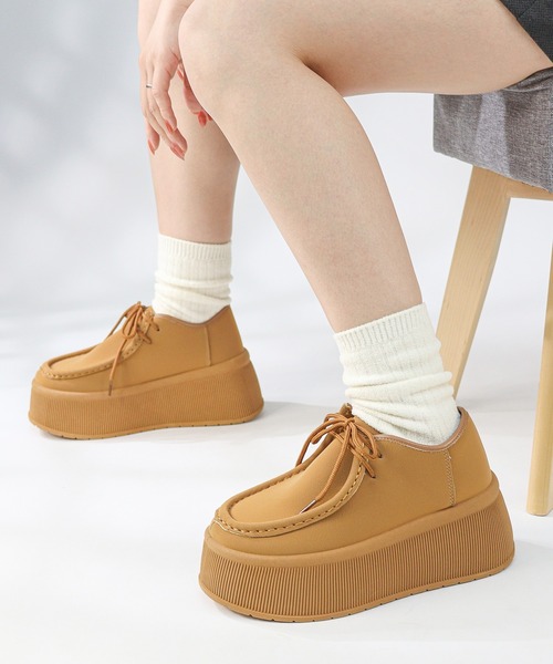 LOVEHUNTER（ラブハンター）の「LOVEHUNTER/+7.5cm 軽量厚底 ボリュームソール モカシンスニーカー(2226)（モカシン/デッキシューズ・レディース・ブラック/キャメル/ベージュ/グレー・43/42/39/38/40/44/41/37/36）」の13枚目の写真