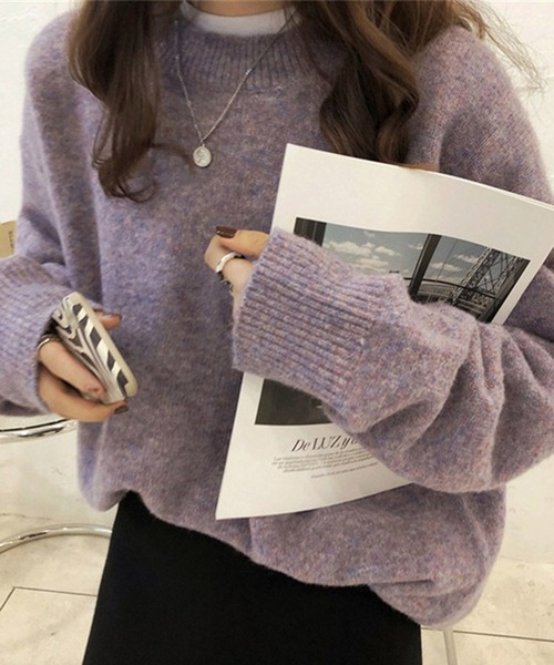 L LABEL(エルラベル)の「ニュアンスカラーもちふわニット(ニット/セーター・レディース・ブラウン/マスタード/パープル/ベージュ・FREE)」の5枚目の写真