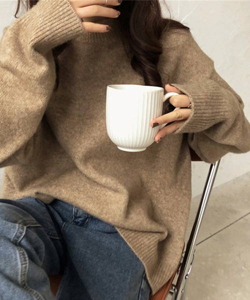 L LABEL(エルラベル)の「ニュアンスカラーもちふわニット(ニット/セーター・レディース・ブラウン/マスタード/パープル/ベージュ・FREE)」の9枚目の写真