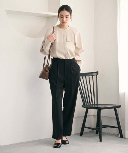 BEAUTY&YOUTH UNITED ARROWS（ビューティーアンドユースユナイテッドアローズ）の「【WEB限定 Wardrobe DAILY MINIMAL】ダブルクロス テーパードパンツ ウォッシャブル（その他パンツ・レディース・ネイビー/ブラック/ブラウン・L/M/S/XS）」の6枚目の写真