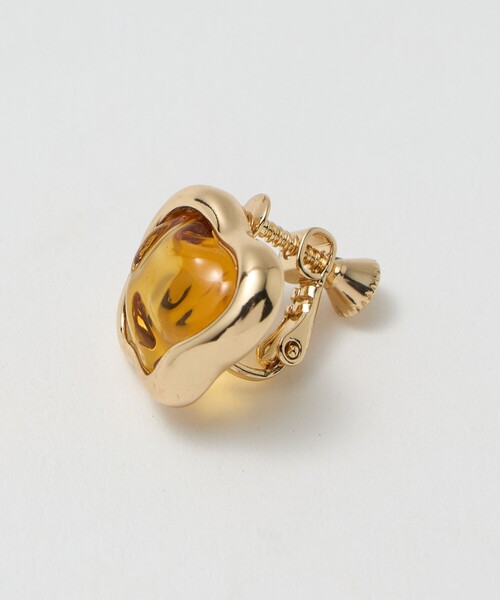 green label relaxing(グリーンレーベルリラクシング)の「メルティ クリア フレーム イヤリング(イヤリング・レディース・ブラウン系/オフホワイト・FREE)」の4枚目の写真