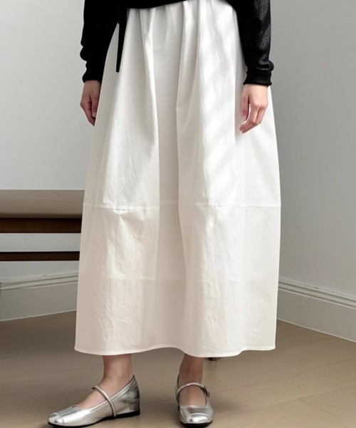 cammie(キャミー)の「切り替えコクーンフレアスカート(スカート・レディース・ホワイト/ブラック・LARGE/MEDIUM)」の3枚目の写真