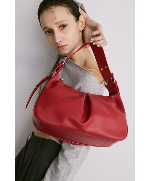 ワンハンドルタックハンドバッグ / フェイクレザーショルダーバッグ