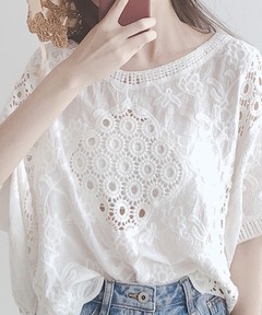 追加4》PEレースフレンチスリーブシャツ（シャツ/ブラウス）｜Spick
