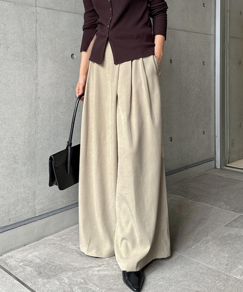 andme(アンドミー)の「タックワイドラップパンツ(その他パンツ・レディース・ブラウン/ベージュ系その他/ベージュ/チャコールグレー・M/L)」の4枚目の写真