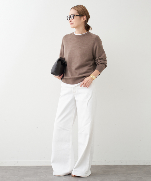 ミューズドゥドゥーズィエムクラス　WISHクルーネックプルオーバー　ニット　白 WISH クルーネック プルオーバー（ニット／セーター）｜Deuxieme