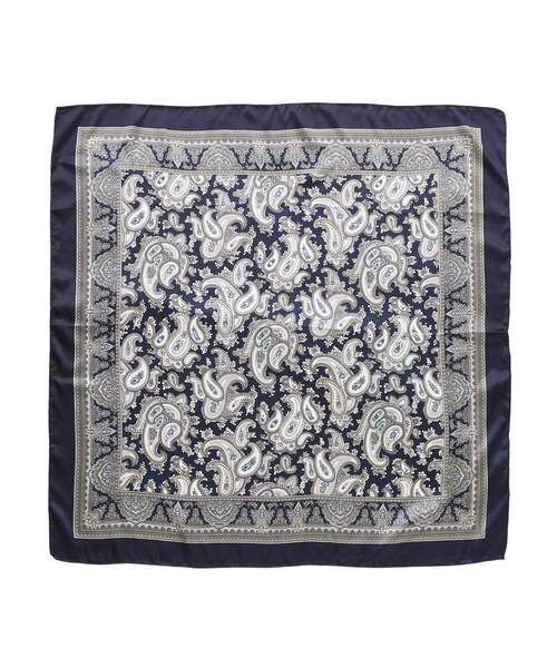 grove（グローブ）の「大判プリントスカーフ（バンダナ/スカーフ・レディース・ネイビー/ライトベージュ・00）」の3枚目の写真