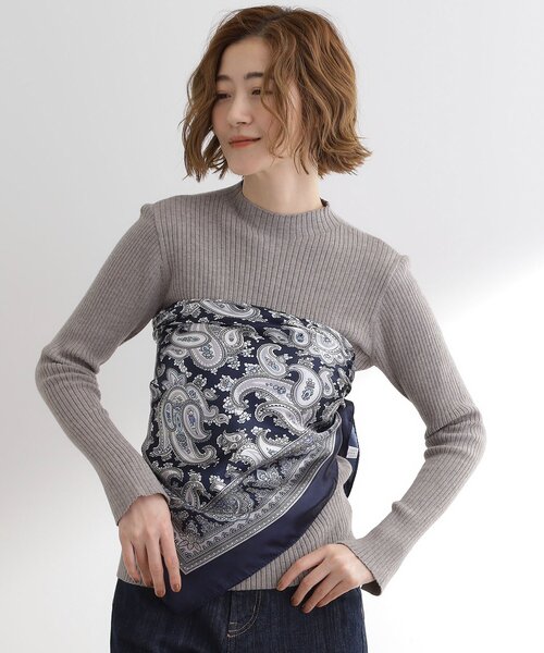 grove（グローブ）の「大判プリントスカーフ（バンダナ/スカーフ・レディース・ネイビー/ライトベージュ・00）」の5枚目の写真