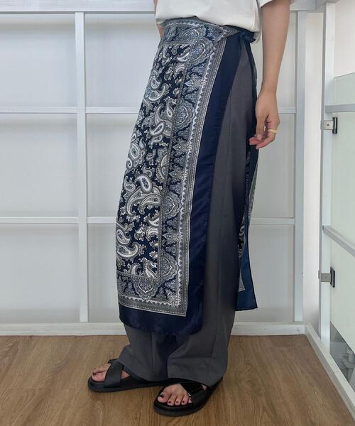 grove（グローブ）の「大判プリントスカーフ（バンダナ/スカーフ・レディース・ネイビー/ライトベージュ・00）」の7枚目の写真