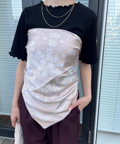 grove（グローブ）の「大判プリントスカーフ（バンダナ/スカーフ・レディース・ネイビー/ライトベージュ・00）」の8枚目の写真