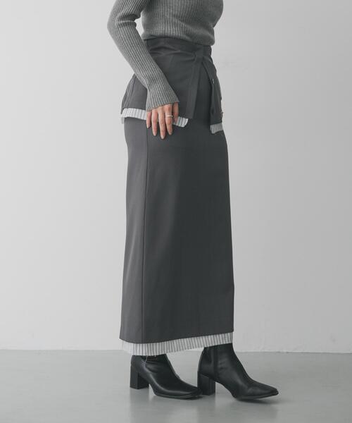 SENSE OF PLACE by URBAN RESEARCH（センスオブプレイスバイアーバンリサーチ）の「マルチウェイレイヤードスカート（スカート・レディース・グレー/ベージュ・MEDIUM/SMALL）」の3枚目の写真