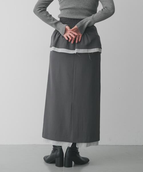 SENSE OF PLACE by URBAN RESEARCH（センスオブプレイスバイアーバンリサーチ）の「マルチウェイレイヤードスカート（スカート・レディース・グレー/ベージュ・MEDIUM/SMALL）」の4枚目の写真