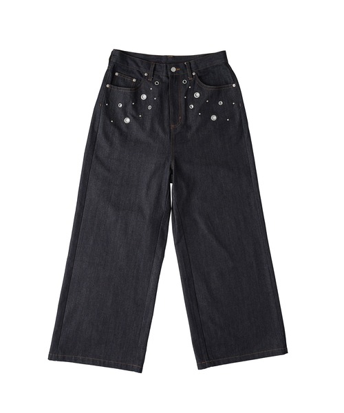FANCY CLUB ドット柄デニムバギーパンツ FANCY CLUB ドット柄デニム