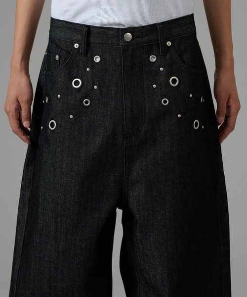 HATOME STUDS DESIGN RIGID BAGGY DENIM PANTS／ハトメスタッズ