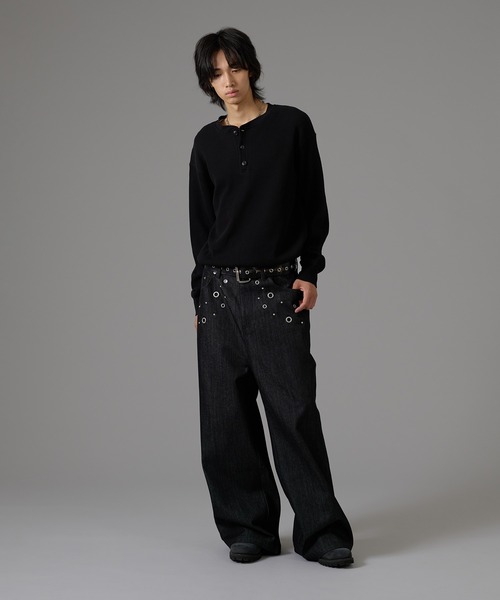 HATOME STUDS DESIGN RIGID BAGGY DENIM PANTS／ハトメスタッズ