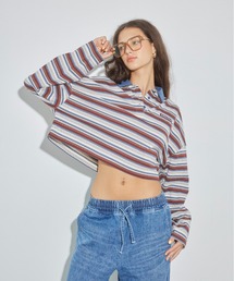 ALEXIA STAM(AVAX^)Stripe Polo Shirt /RpNgXgCv|Vc(|Vc)
