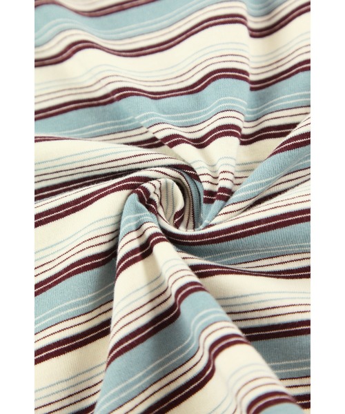 ALEXIA STAM（アリシアスタン）の「Stripe Polo Shirt /コンパクト丈ストライプポロシャツ（ポロシャツ・レディース・ブルー/バーガンディー/ブラウン・FREE）」の6枚目の写真